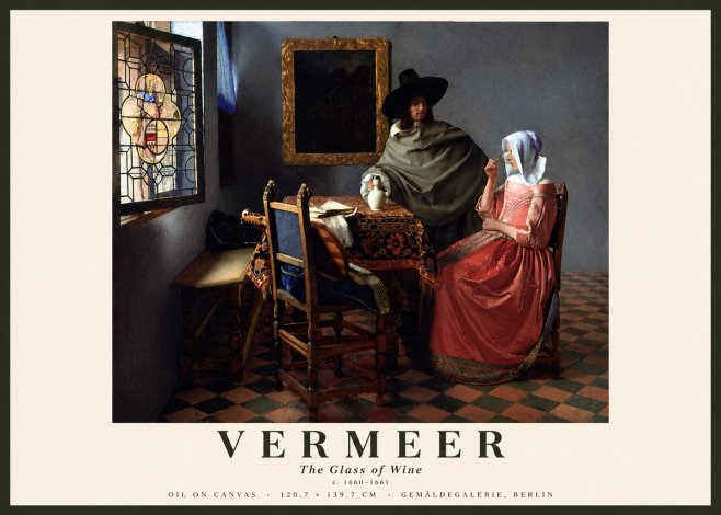 Vermeer The Glass of Wine No3 - Affiche