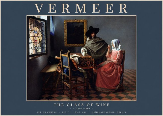 Vermeer The Glass of Wine No4 - Affiche