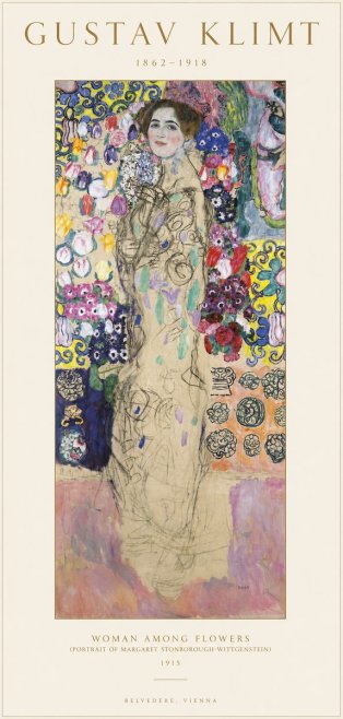 Klimt Woman Among Flowers No1 - Affiche