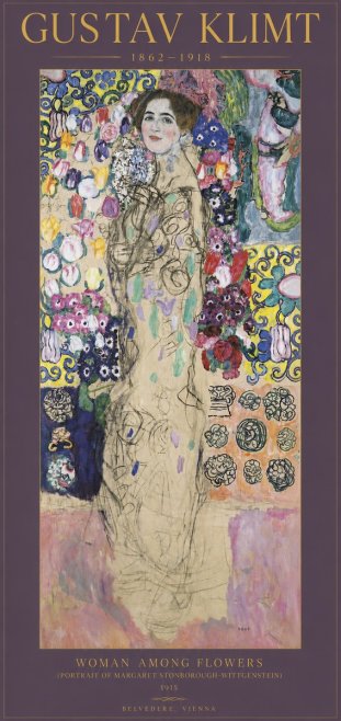 Klimt Woman Among Flowers No2 - Affiche