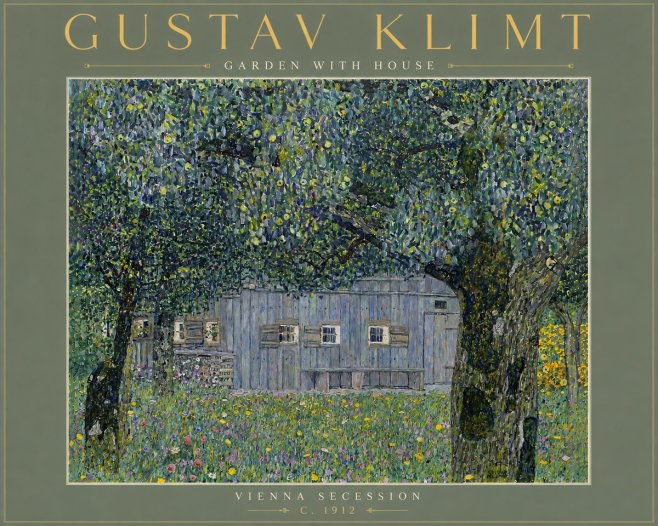 Klimt Garden with House No6 - Affiche