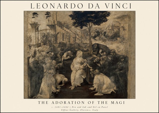 Leonardo da Vinci The Adoration of the Magi No1 - Affiche