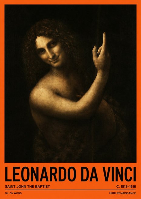 Leonardo da Vinci Saint John the Baptist No2 - Affiche