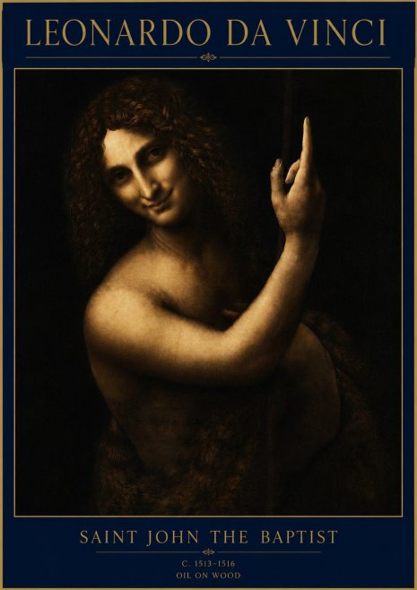 Leonardo da Vinci Saint John the Baptist No3 - Affiche