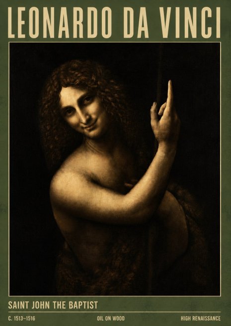 Leonardo da Vinci Saint John the Baptist No4 - Affiche