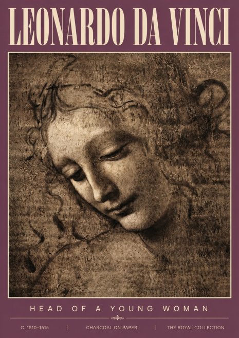 Leonardo da Vinci Head of a Young Woman II No4 - Affiche