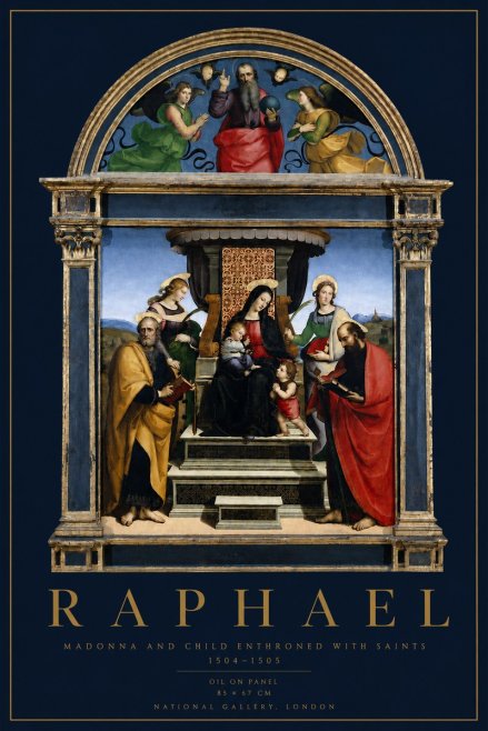 Raphael Madonna and Child Enthroned with Saints No3 - Affiche