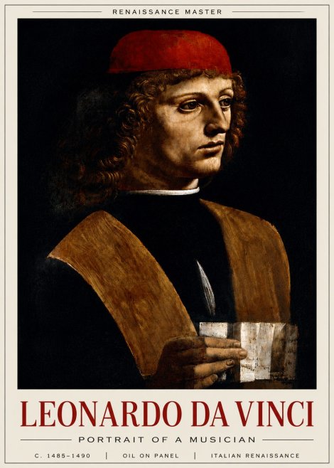 Leonardo da Vinci Portrait of a Musician No6 - Affiche