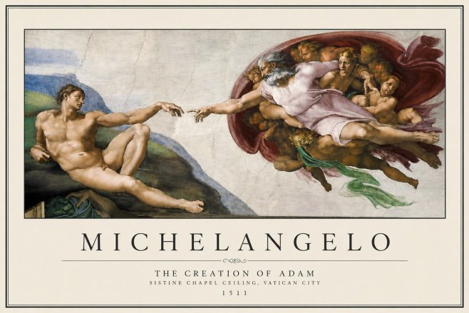 Michelangelo The Creation of Adam No3 - Affiche