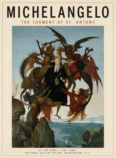 Michelangelo The Torment of St. Antony No5 - Affiche