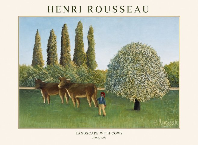 Rousseau Landscape with Cows No1 - Affiche