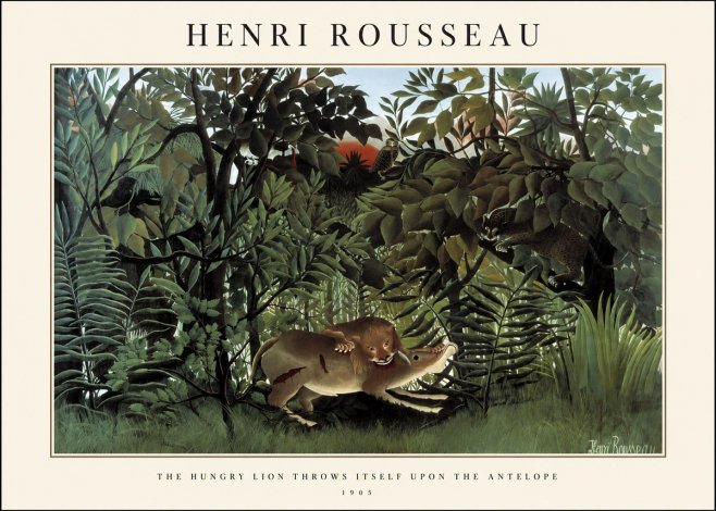 Rousseau The Hungry Lion Throws Itself Upon the Antelope No1 - Affiche