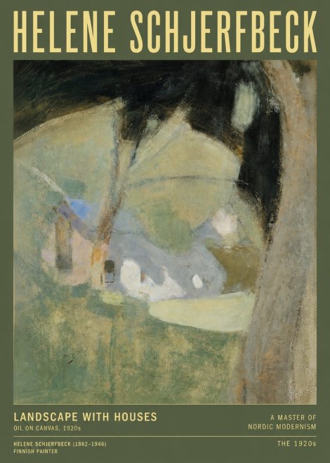 Helene Schjerfbeck Landscape with Houses No3 - Affiche