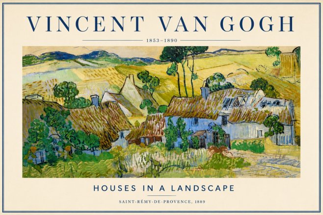 Van Gogh Houses in a Landscape No4 - Affiche