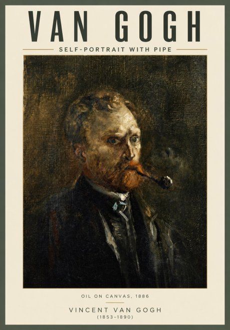 Van Gogh Self-portrait with Pipe No4 - Affiche
