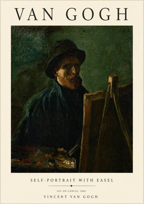 Van Gogh Self-portrait with Easel II No3 - Affiche