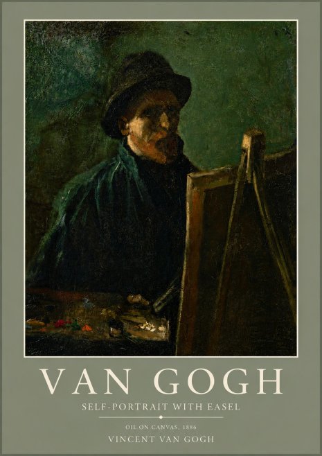Van Gogh Self-portrait with Easel II No5 - Affiche