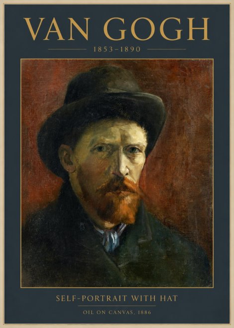 Van Gogh Self-portrait with Hat No1 - Affiche
