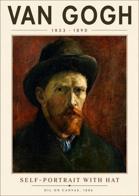 Van Gogh Self-portrait with Hat No6 - Affiche
