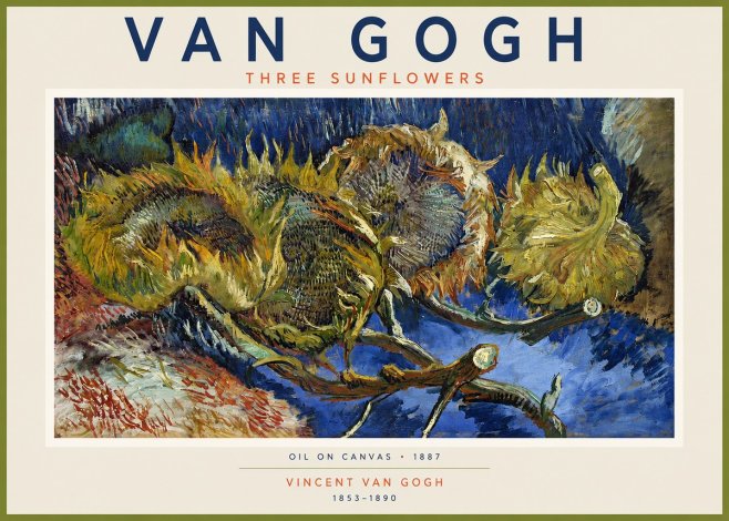 Van Gogh Three Sunflowers No2 - Affiche