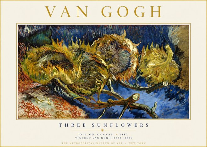 Van Gogh Three Sunflowers No3 - Affiche