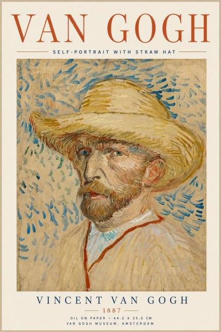 Van Gogh Self-portrait with Straw Hat II No6 - Affiche