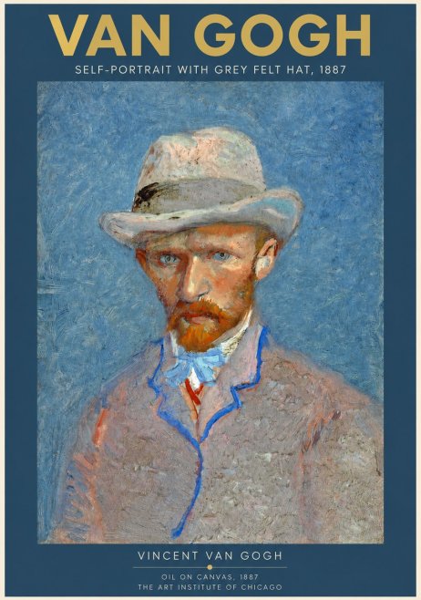 Van Gogh Self-portrait with Grey Felt Hat II No2 - Affiche