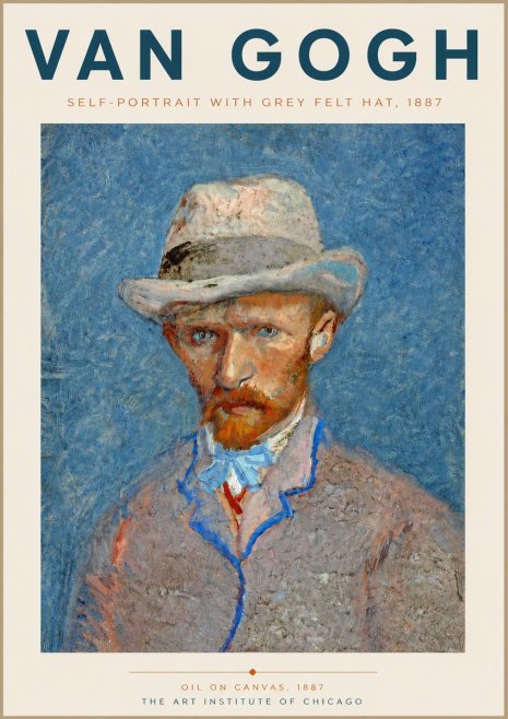 Van Gogh Self-portrait with Grey Felt Hat II No6 - Affiche
