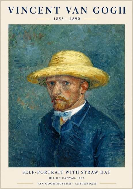 Van Gogh Self-portrait with Straw Hat III No1 - Affiche