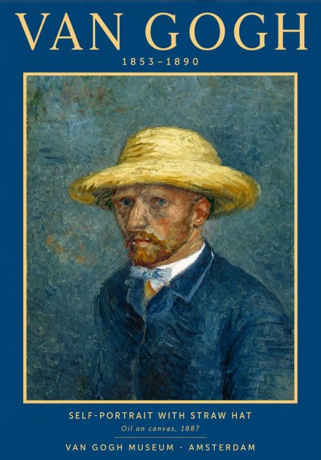 Van Gogh Self-portrait with Straw Hat III No3 - Affiche