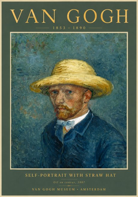 Van Gogh Self-portrait with Straw Hat III No5 - Affiche