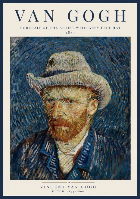 Van Gogh Portrait of the Artist with Grey Felt Hat No4 - Affiche