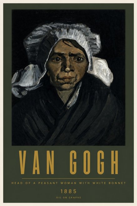 Van Gogh Head of a Peasant Woman with White Bonnet No5 - Affiche