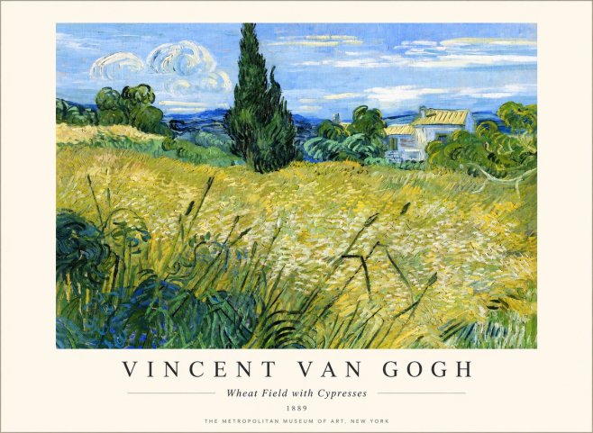 Van Gogh Wheat Field with Cypresses No2 - Affiche