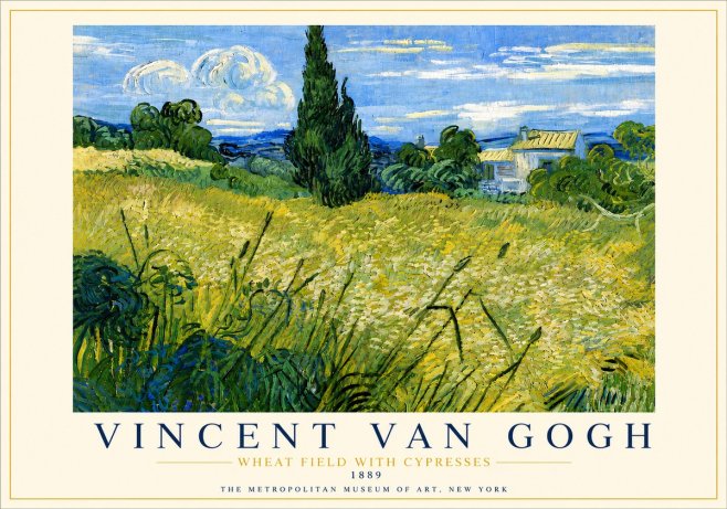 Van Gogh Wheat Field with Cypresses No5 - Affiche