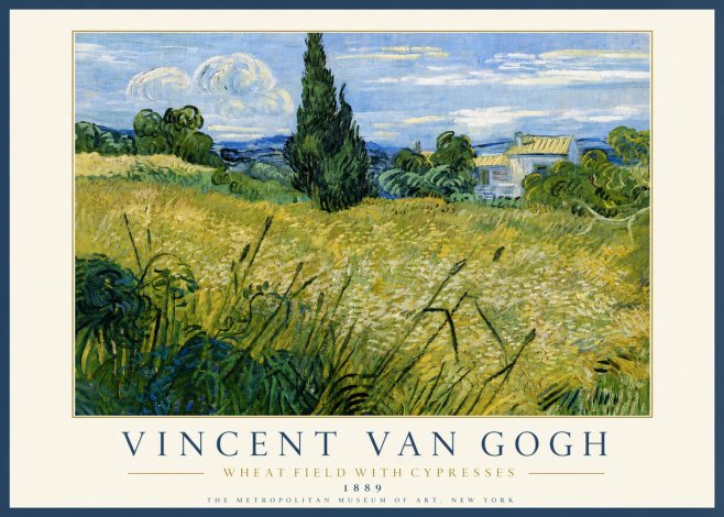 Van Gogh Wheat Field with Cypresses No6 - Affiche
