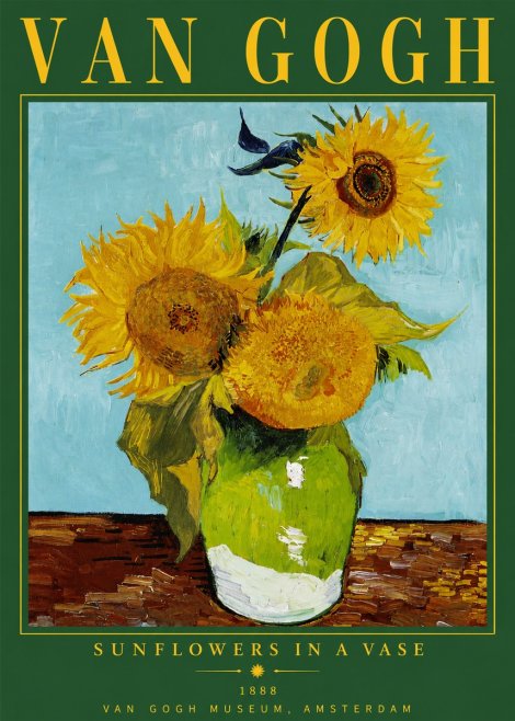 Van Gogh Sunflowers in a Vase No4 - Affiche