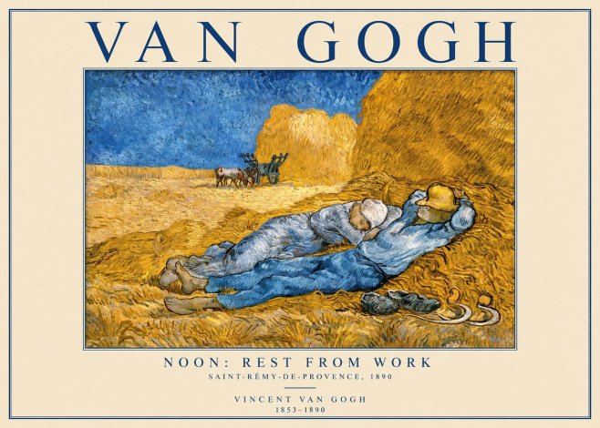Van Gogh Noon: Rest from Work No1 - Affiche