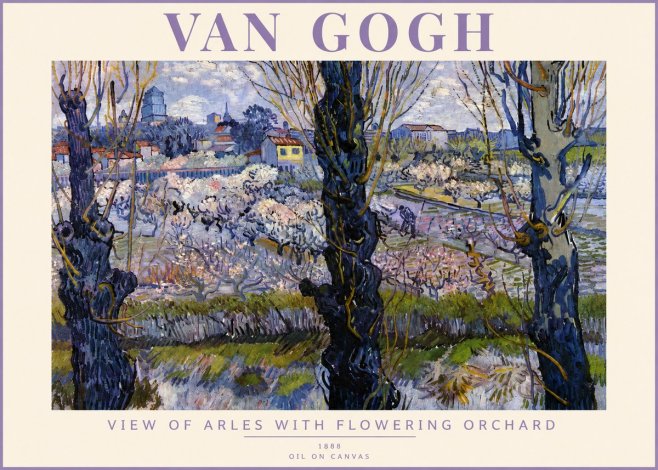 Van Gogh View of Arles with Flowering Orchard No5 - Affiche
