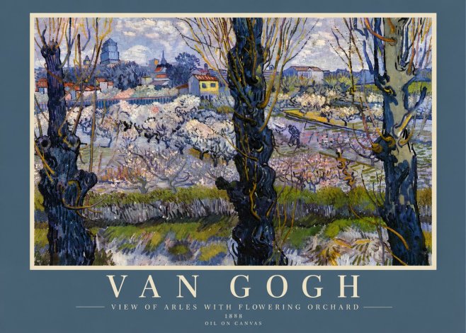 Van Gogh View of Arles with Flowering Orchard No6 - Affiche