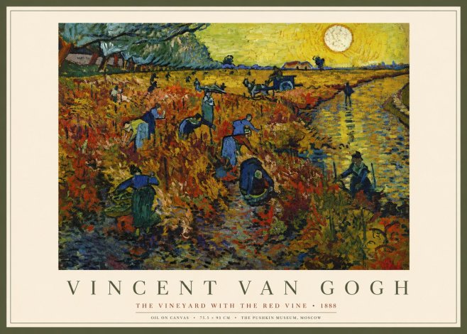 Van Gogh The Vineyard with the Red Vine No2 - Affiche