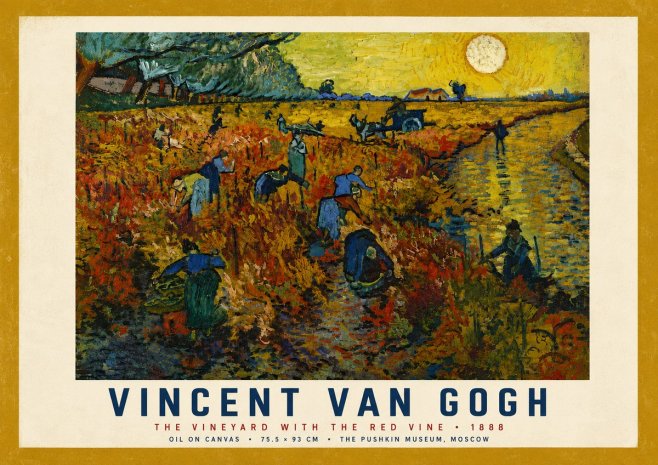 Van Gogh The Vineyard with the Red Vine No4 - Affiche