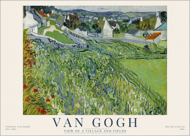 Van Gogh View of a Village and Fields No1 - Affiche