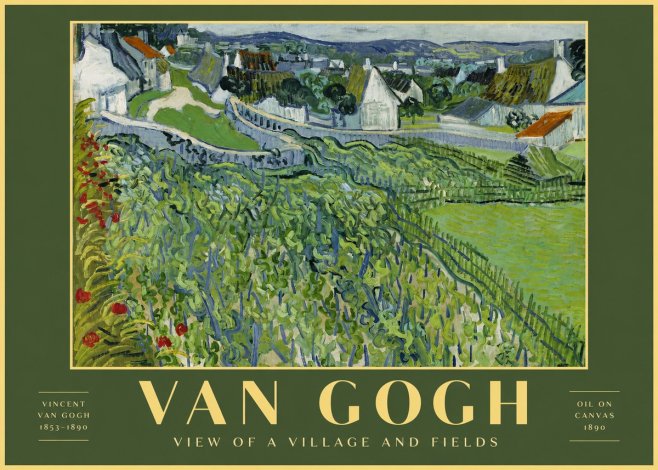 Van Gogh View of a Village and Fields No2 - Affiche