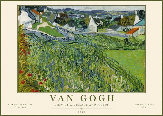 Van Gogh View of a Village and Fields No5 - Affiche