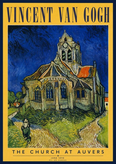 Van Gogh The Church at Auvers II No3 - Affiche