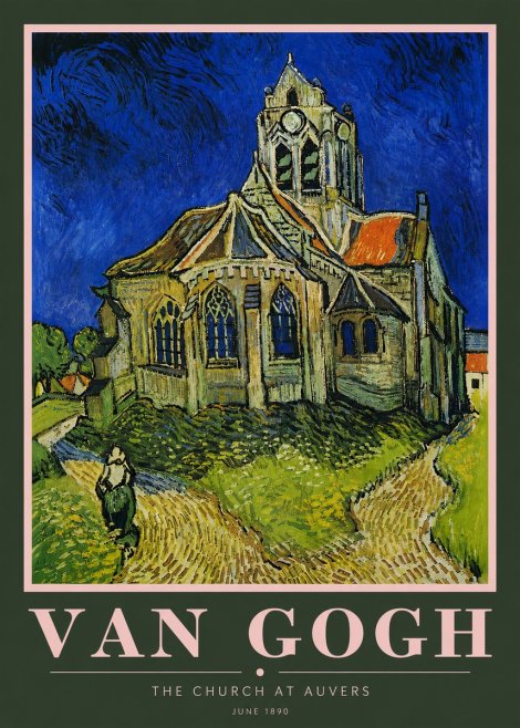 Van Gogh The Church at Auvers II No5 - Affiche