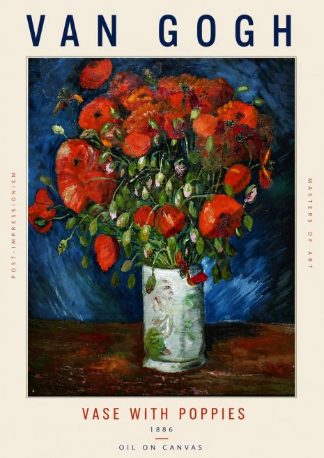 Van Gogh Vase with Poppies No5 - Affiche