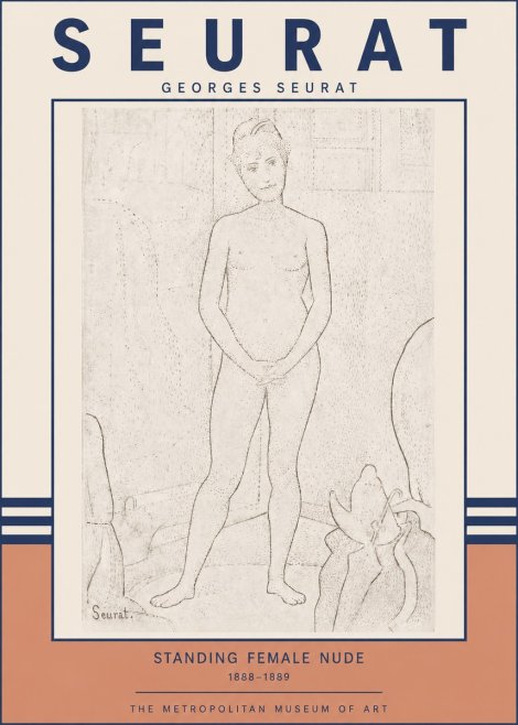 Seurat Standing Female Nude No3 - Affiche