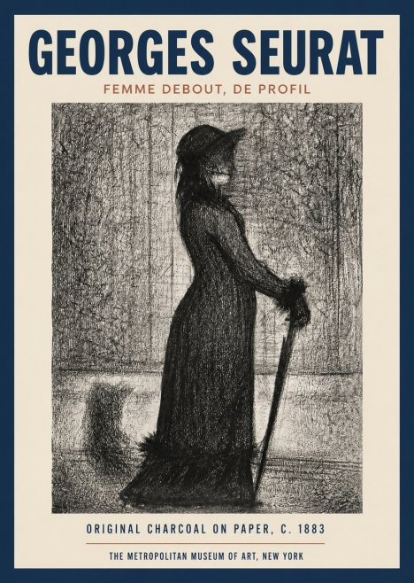 Seurat Femme Debout, De Profil No2 - Affiche